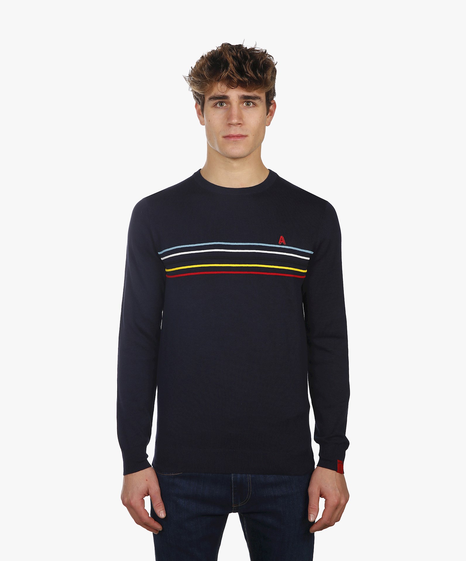 Cycling Striped Crew Neck Jumper | Antwrp