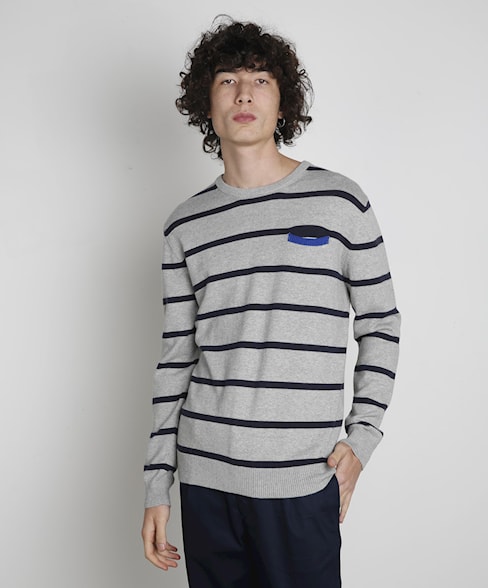 BKW107-L205S | Organic-recycled striped knit