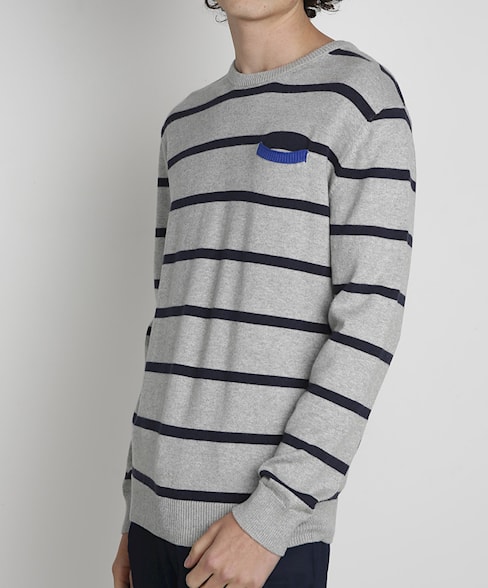 BKW107-L205S | Organic-recycled striped knit