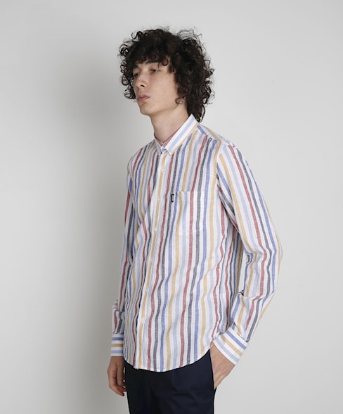 BSH007K-C512 | Striped Linen Shirt