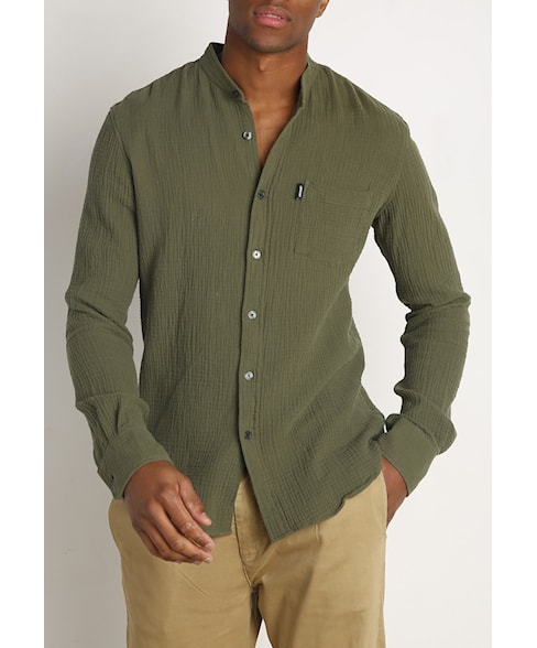 BSH010-C526 | Cotton Shirt Mandarin Collar